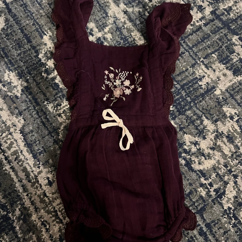 Purple Kids Bottoms with Floral Embroidery